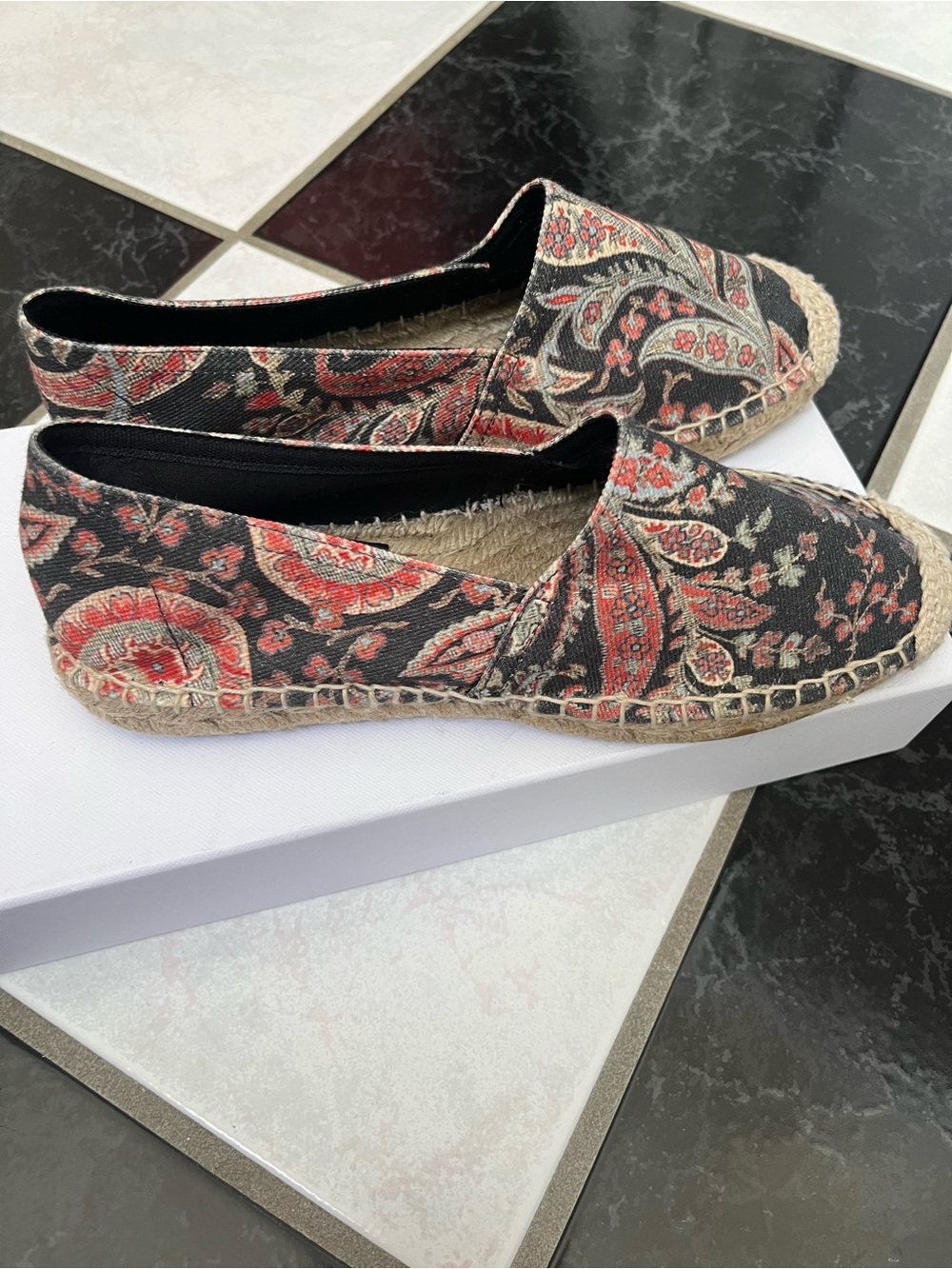 Nib 100% Auth Isabel Marant Black Paisley Slip-On Espadrilles Sz 37 - Picture 4 of 8